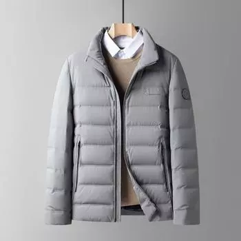 Новая легкая куртка-пуховик на осень и зиму из белого утиного пуха для молодых мужчин, короткая модная простая куртка-пуховик, утепленная куртка-пуховик для мужчин M