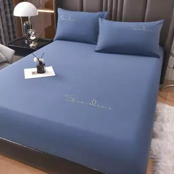 Новая легкая роскошная простыня с вышивкой, однотонная простыня на подкладке, нескользящая простыня из стираного хлопка, покрывало на сиденье 90x200 25cm