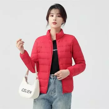 Новая легкая женская куртка-пуховик со стоячим воротником 90, модная короткая универсальная куртка на белом утином пуху S