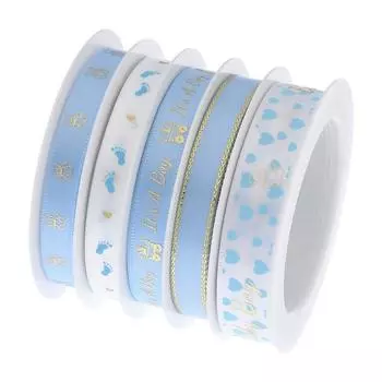 Новая лента для бронзирования ножек младенца, лента для упаковки подарка на день рождения ребенка, 5 рулонов (5 метров каждый) 5 roll/5m синий