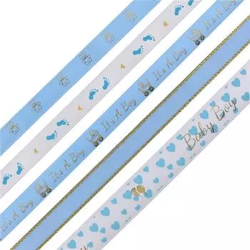 Новая лента для бронзирования ножек младенца, подарочная упаковка для детского дня рождения, лента с буквами, розовая и голубая лента 10 метров 1cm blue bear