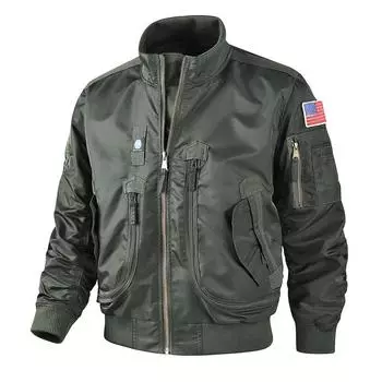 Новая летная куртка осень-зима, мужская военная куртка с воротником-стойкой, камуфляжный летный костюм для активного отдыха S армия зеленый