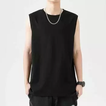 Новая летняя американская однотонная футболка без рукавов с круглым вырезом, мужская модная повседневная спортивная баскетбольная жилетка для фитнеса и фитнеса S темно серый