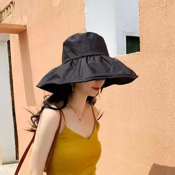 Новая летняя черная резиновая шляпа от солнца для путешествий на свежем воздухе, складная шляпа от солнца фигурной формы, шляпа рыбака One Size