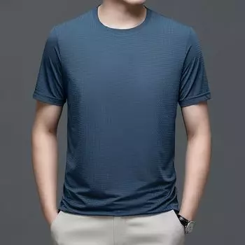 Новая летняя деловая повседневная мода Универсальная футболка с круглым вырезом, клетчатым принтом, свободного кроя оверсайз, минималистичная, с коротким рукавом L серый