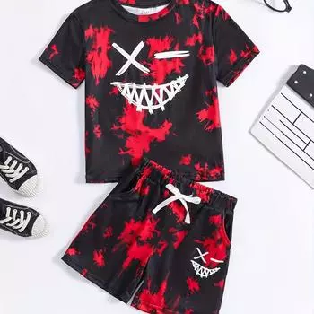 Новая летняя детская одежда, костюм, модная рубашка для мальчиков и шорты, 2 шт./компл., повседневный костюм для малышей, одежда для младенцев, детские спортивные костюмы S зелёный