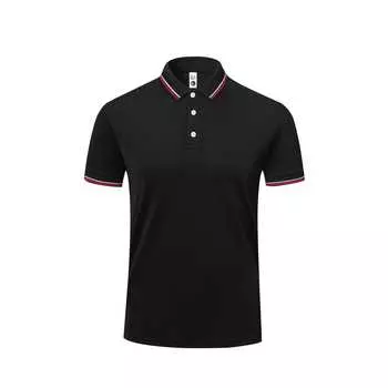 Новая летняя дышащая деловая рабочая одежда для сотрудников, мужская футболка с короткими рукавами, тонкая мужская рубашка-поло S чёрный