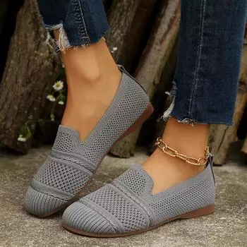 Новая летняя дышащая женская обувь с сетчатым квадратным носком, модная повседневная обувь на плоской подошве для женщин, кроссовки Zapatos De Mujer 37 чёрный