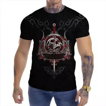 Новая летняя европейская и американская мода, новая персонализированная печатная мужская одежда для уличного отдыха, спорта, 3D футболка S