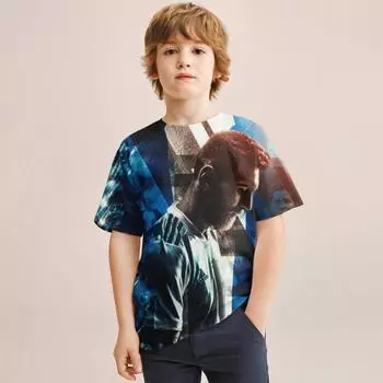 Новая летняя футболка для мальчиков с 3D-принтом в виде звезды футбола Месси, модная детская одежда с коротким рукавом, новый выпуск 2024 года 100