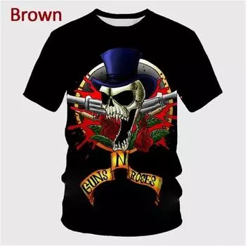 Новая летняя футболка Guns Rose Rock Band с 3D-печатью, мужская, с коротким рукавом, в стиле хип-хоп, унисекс, повседневная, модная, спортивная, панк-топы S