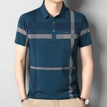 Новая летняя футболка из стираного хлопка с настоящим карманом. Рубашка ПОЛО с короткими рукавами. Рекомендуется для мужчин. M