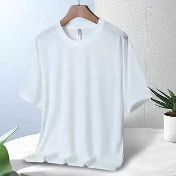 Новая летняя футболка, мужская модная цветная футболка из ледяного шелка с открытыми плечами, спортивный быстросохнущий топ, повседневная простая футболка с короткими рукавами