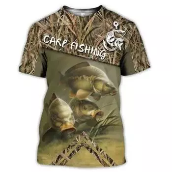 Новая летняя футболка с 3D-принтом для летних карповых рыб, забавная футболка для детей, большие футболки с коротким рукавом 170