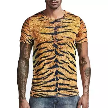 Новая летняя футболка с 3D принтом леопардового животного, мужские и женские футболки большого размера, уличная одежда, забавные футболки, топы в стиле Харадзюку, мужская одежда XS
