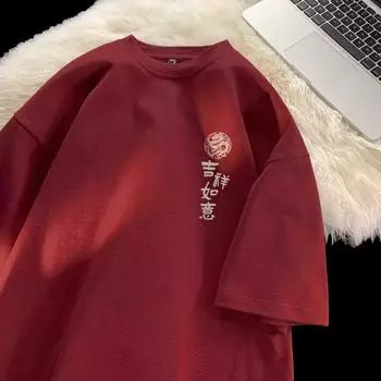 Новая летняя футболка с короткими рукавами для мужчин, тренд в корейском стиле, простой топ с короткими рукавами, свободная повседневная брендовая футболка в гонконгском стиле M чёрный