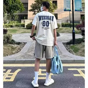 Новая летняя футболка с короткими рукавами для мужчин, тренд в корейском стиле, простой топ с короткими рукавами, свободная повседневная брендовая футболка в гонконгском стиле S белый
