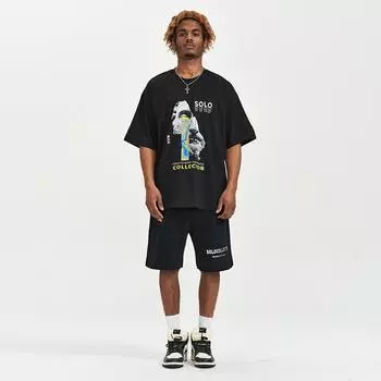 Новая летняя футболка с принтом для мужчин с короткими рукавами и круглым вырезом, свободная уличная мода, мужская одежда для пар, хлопок S белый