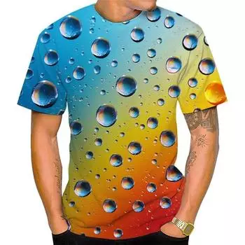 Новая летняя футболка с принтом в виде капли воды для мужчин и женщин, с круглым вырезом и коротким рукавом, свободные футболки Harajuku, топы, детская и мужская одежда M