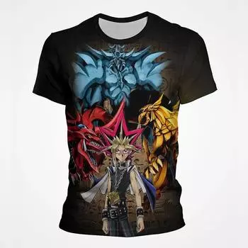 Новая летняя футболка свободного покроя Harajuku 3D с анимационным принтом, самая продаваемая, повседневная, с коротким рукавом, в стиле аниме, мужская мода, футболки XS белый