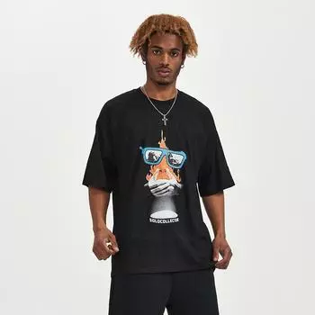 Новая летняя хлопковая футболка, мужская модная мужская одежда с коротким рукавом, молодежная футболка больших размеров, свободная мужская футболка с круглым вырезом, модные бренды S чёрный