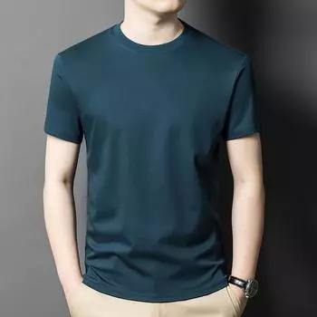 Новая летняя хлопковая футболка с жидким азотом и круглым вырезом с короткими рукавами, мужская повседневная модная тонкая дышащая футболка с половиной рукавов, мужская одежда M