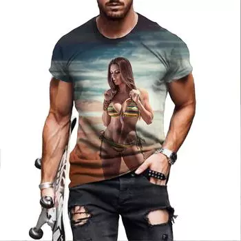 Новая летняя красивая сексуальная модель мужская футболка с 3D принтом модная повседневная футболка с круглым вырезом с коротким рукавом в стиле Харадзюку хип-хоп тренд оверсайз XL