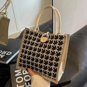 Новая летняя льняная сумка для женщин на работу и переноску ланч-бокса для модных льняных сумок