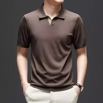 Новая летняя легкая роскошная мужская одежда, дышащая и приятная для кожи мужская трикотажная футболка Yilite с короткими рукавами, однотонная мужская футболка с половиной рукавов M