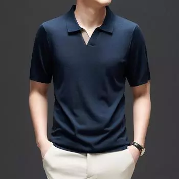 Новая летняя легкая роскошная мужская одежда, дышащая и приятная для кожи мужская трикотажная футболка с короткими рукавами, однотонная мужская футболка с половиной рукавов