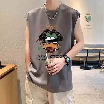 Новая летняя майка в гонконгском стиле для мужчин, модная брендовая свободная спортивная футболка без рукавов с сердечком, баскетбольный топ M белый