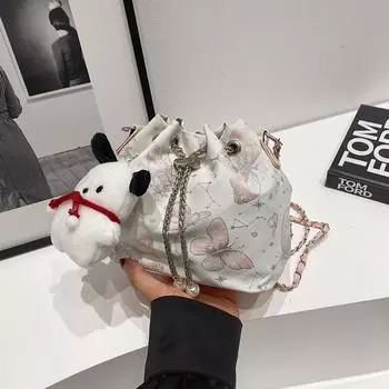 Новая летняя маленькая женская сумка в китайском стиле 2024 года, новая модная сумка-ведро, фактурная плиссированная сумка через плечо