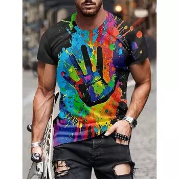 Новая летняя мода музыка искусство цвет неоновый граффити 3D футболка мужчины женщины хип-хоп повседневная уличная одежда большие футболки крутые топы футболки S