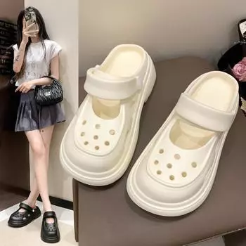 Новая летняя модель женских дырявых туфель и сандалий для ношения на открытом воздухе 36-37 белый