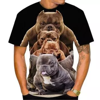 Новая летняя модная футболка с круглым вырезом и 3D принтом для домашних животных, бульдога, мужская стильная забавная мужская одежда для собак американского хулигана S белый