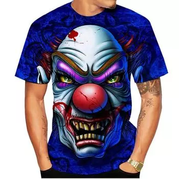 Новая летняя модная мужская и женская футболка с изображением клоуна, Повседневная футболка унисекс с 3D принтом в стиле хип-хоп, крутая XS
