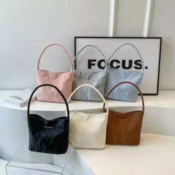 Новая летняя модная простая однотонная текстура в литературном стиле, повседневная и простая сумка на одно плечо под мышкой