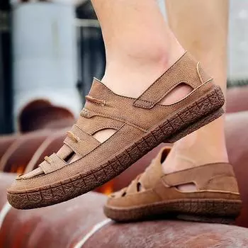 Новая летняя модная верхняя одежда больших размеров, обувь в римском стиле, нескользящие сандалии с мягкой подошвой, персонализированная пляжная обувь 38 чёрный