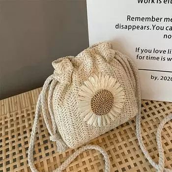 Новая летняя модная женская тканая сумка с соломенным ремешком, сумка на одно плечо, сумка через плечо для путешествий и развлечений белый