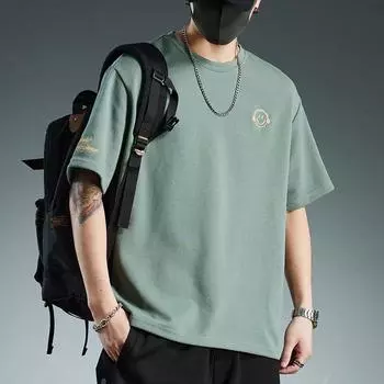 Новая летняя мужская футболка большого размера с круглым вырезом и принтом, футболка с короткими рукавами, трендовая одежда с половиной рукавов, мужская футболка для тела, прилив M