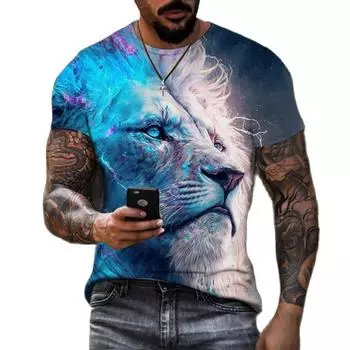 Новая летняя мужская футболка большого размера, повседневная футболка с тигром и леопардом, крутые футболки с 3D цифровым принтом для мужчин, футболка с короткими рукавами M
