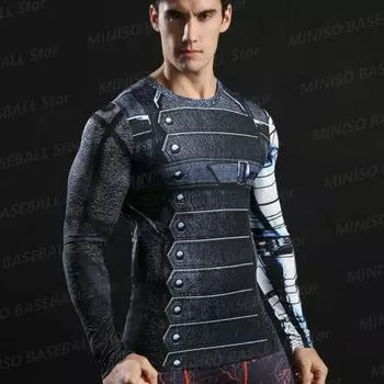 Новая летняя мужская футболка Marvel Winter Soldier Casual с длинным рукавом и 3D-принтом 5XL