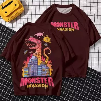 Новая летняя мужская футболка с 3d принтом динозавра и коротким рукавом, уличная модная футболка Harajuku, свободная футболка большого размера для мужчин, 2024 L