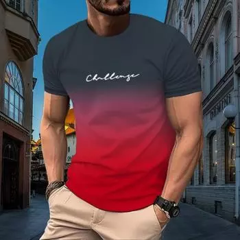 Новая летняя мужская футболка с буквенным принтом и постепенным изменением цвета, повседневная, с короткими рукавами и круглым воротником, для активного отдыха S