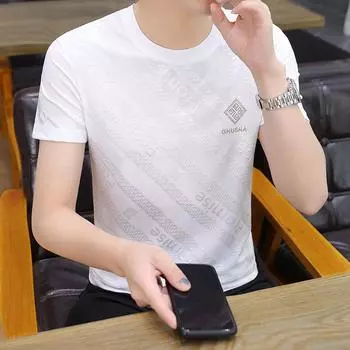 Новая летняя мужская футболка с короткими рукавами, повседневная легкая однотонная легкая деловая футболка для взрослых с круглым вырезом, дышащая мужская футболка