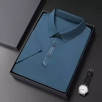 Новая летняя мужская футболка с короткими рукавами, свободная деловая мужская рубашка-поло среднего возраста с лацканами, топ M