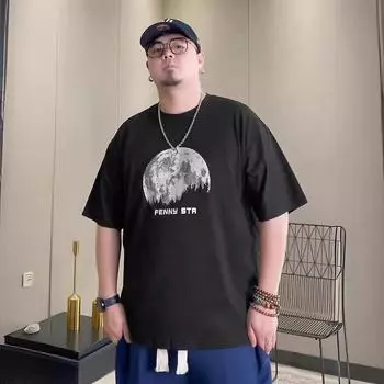 Новая летняя мужская футболка с круглым вырезом и короткими рукавами, мужская хлопковая свободная универсальная футболка большего и толстого размера с принтом Tide M