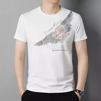 Новая летняя мужская футболка с круглым вырезом и короткими рукавами, повседневная приятная для кожи удобная футболка с короткими рукавами и принтом для молодежи и среднего возраста M