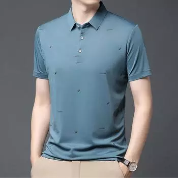 Новая летняя мужская футболка со средним рукавом из искусственного шелка шелковицы, хлопковая футболка с круглым вырезом и половиной рукава из ледяного шелка, молодежная мужская футболка, рубашка поло для мужчин M