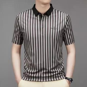 Новая летняя мужская крутая полосатая рубашка-поло для молодежи и среднего возраста, модная повседневная футболка с короткими рукавами, мужская нижняя рубашка M